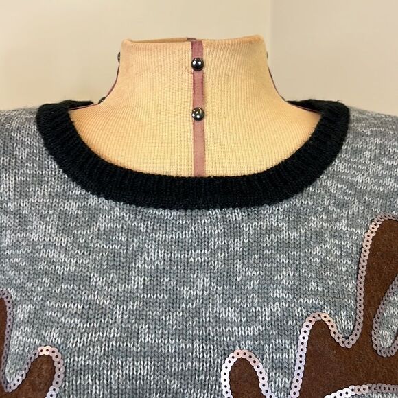 Holiday Time Sequin Red Nose Reindeer Sweater - Size 1X - Picture 6 of 10